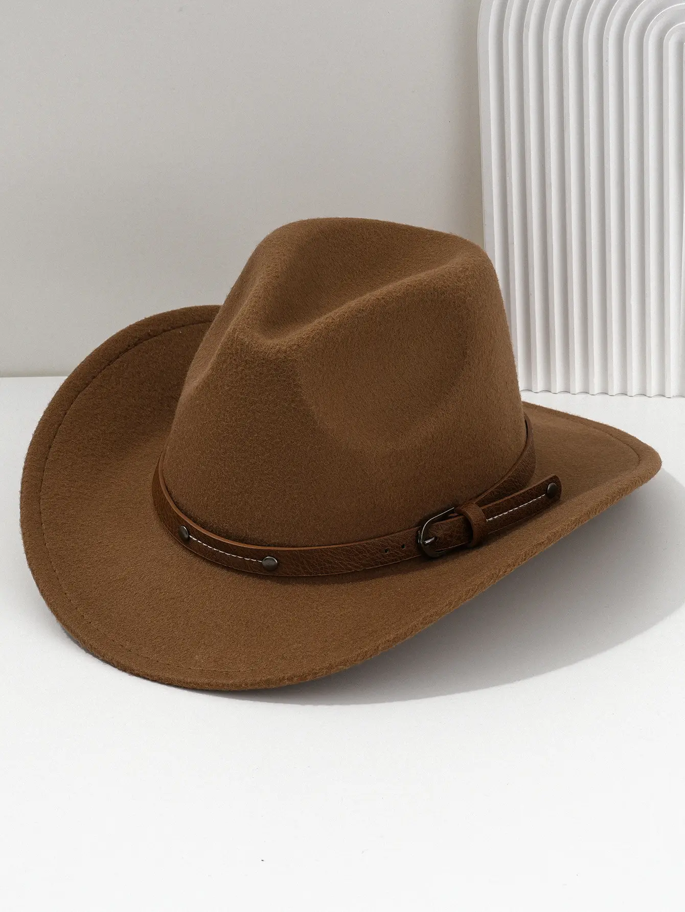 Men's Navy Felt Western Cowboy Hat with Leather Belt — feature 6