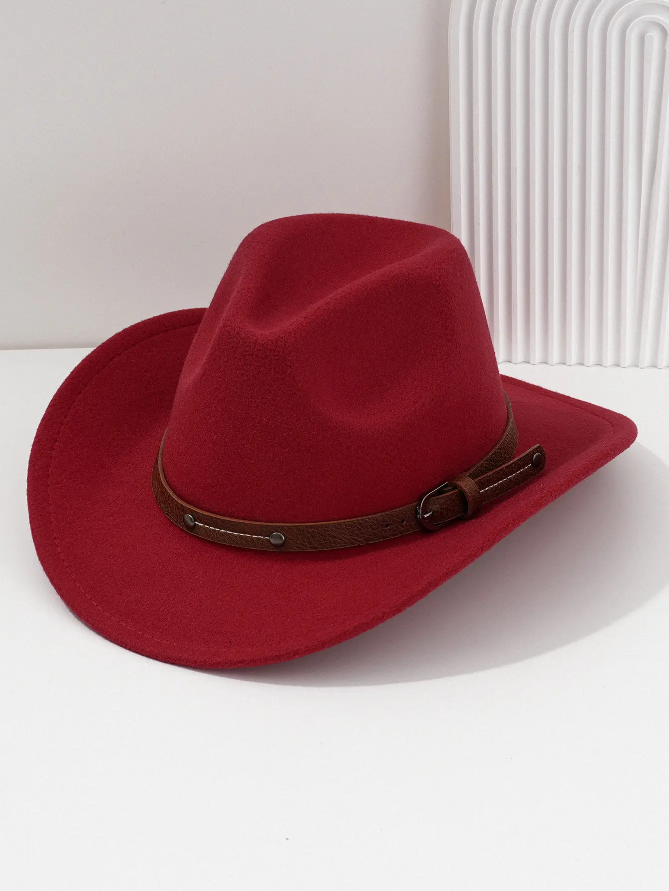 Men's Navy Felt Western Cowboy Hat with Leather Belt — feature 7