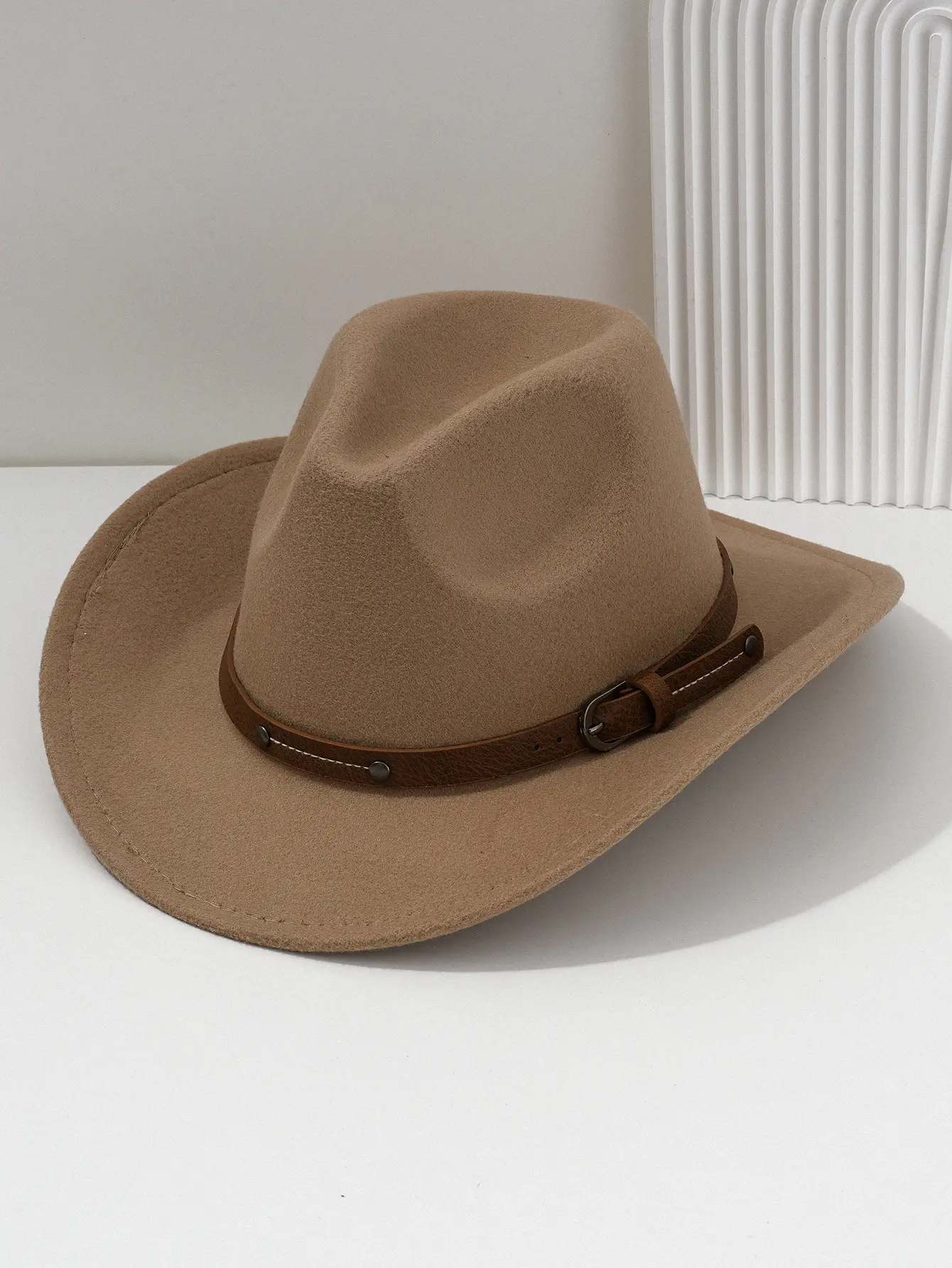 Men's Navy Felt Western Cowboy Hat with Leather Belt — feature 9