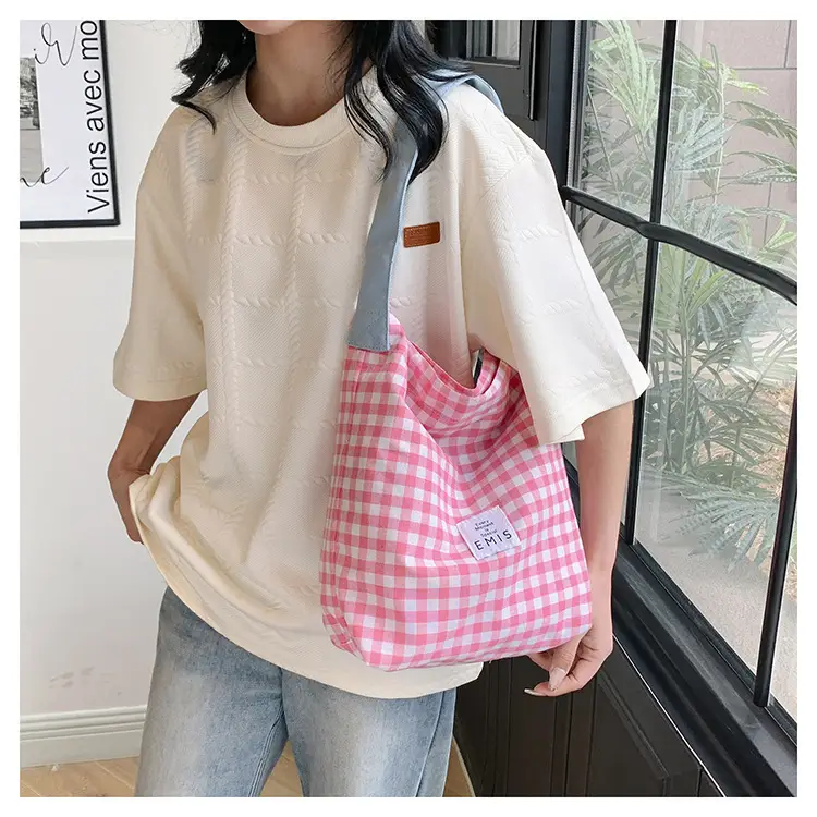 Women Plaid Bucket Bag 2024 Spring Lightweight Casual — feature 12