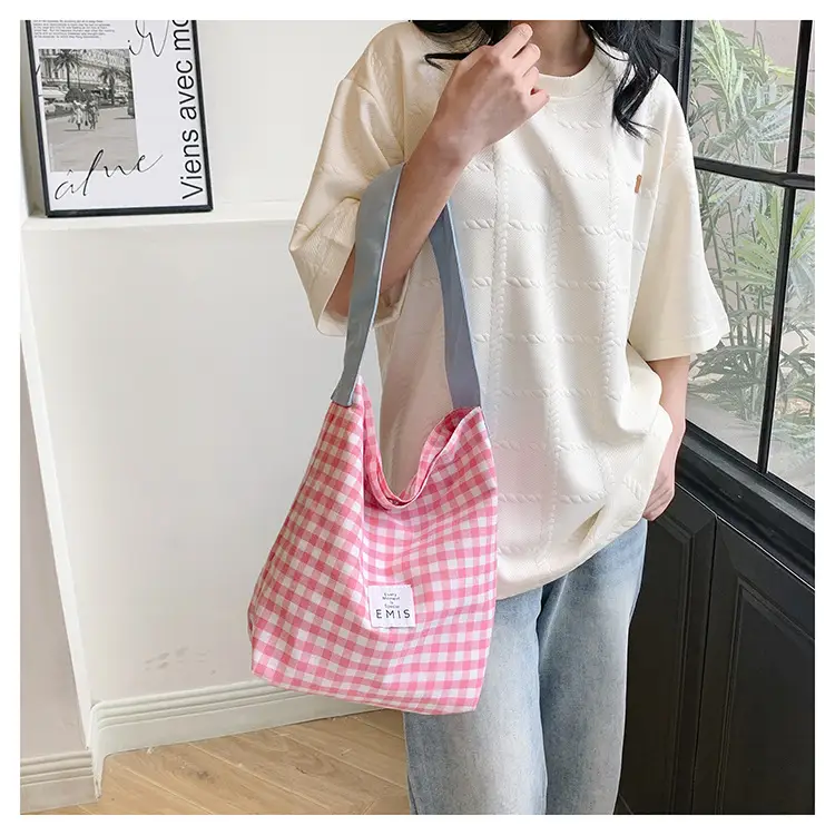 Women Plaid Bucket Bag 2024 Spring Lightweight Casual — feature 13