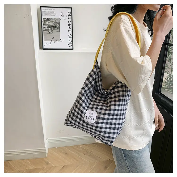 Women Plaid Bucket Bag 2024 Spring Lightweight Casual — feature 16