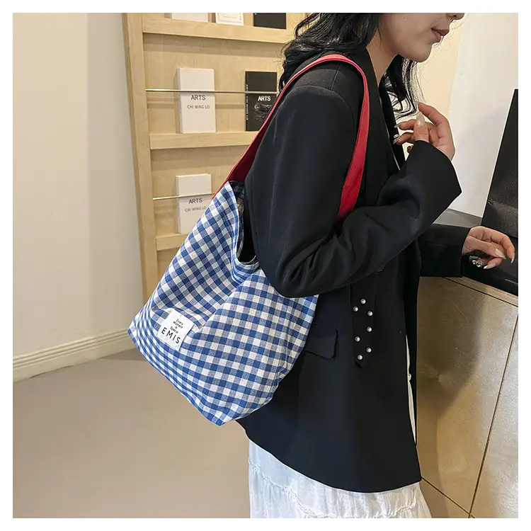 Women Plaid Bucket Bag 2024 Spring Lightweight Casual — feature 18