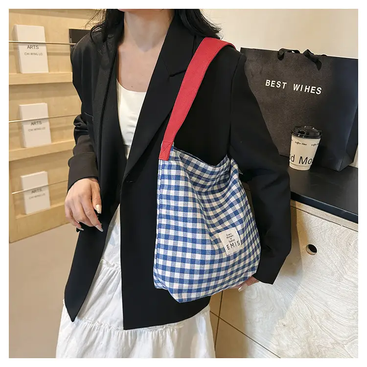 Women Plaid Bucket Bag 2024 Spring Lightweight Casual — feature 19