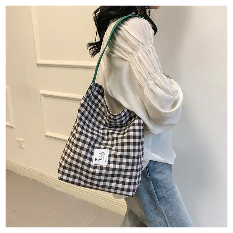 Women Plaid Bucket Bag 2024 Spring Lightweight Casual — feature 22