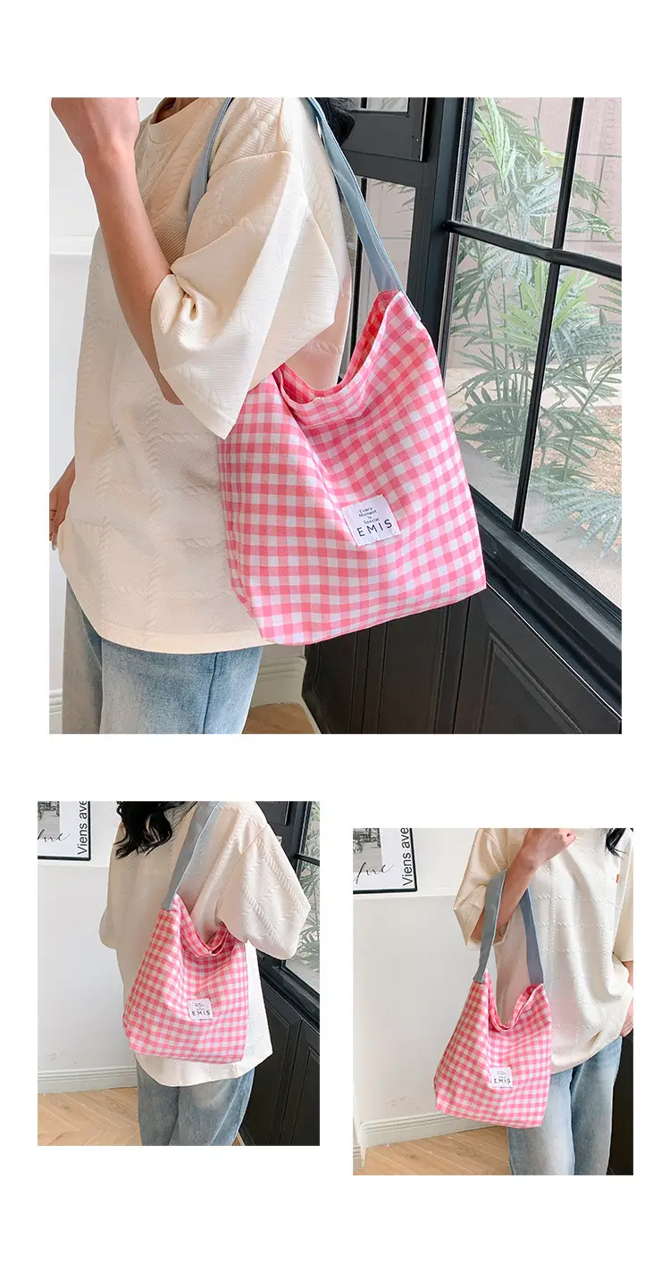 Women Plaid Bucket Bag 2024 Spring Lightweight Casual — feature 26