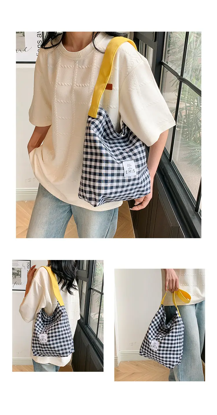 Women Plaid Bucket Bag 2024 Spring Lightweight Casual — feature 27