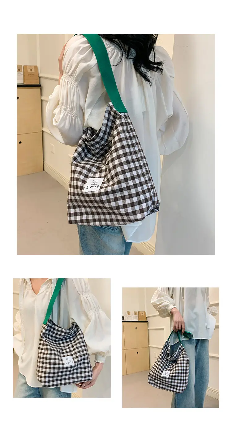 Women Plaid Bucket Bag 2024 Spring Lightweight Casual — feature 29