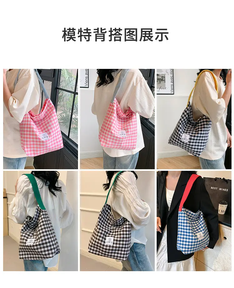 Women Plaid Bucket Bag 2024 Spring Lightweight Casual — feature 9