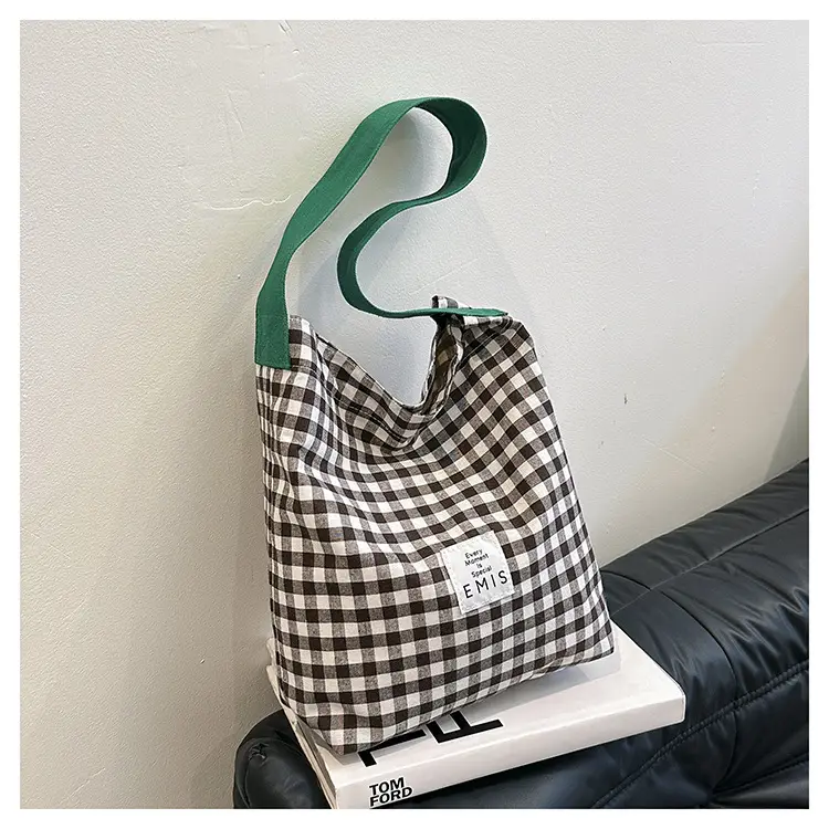 Women Plaid Bucket Bag 2024 Spring Lightweight Casual - Image 4