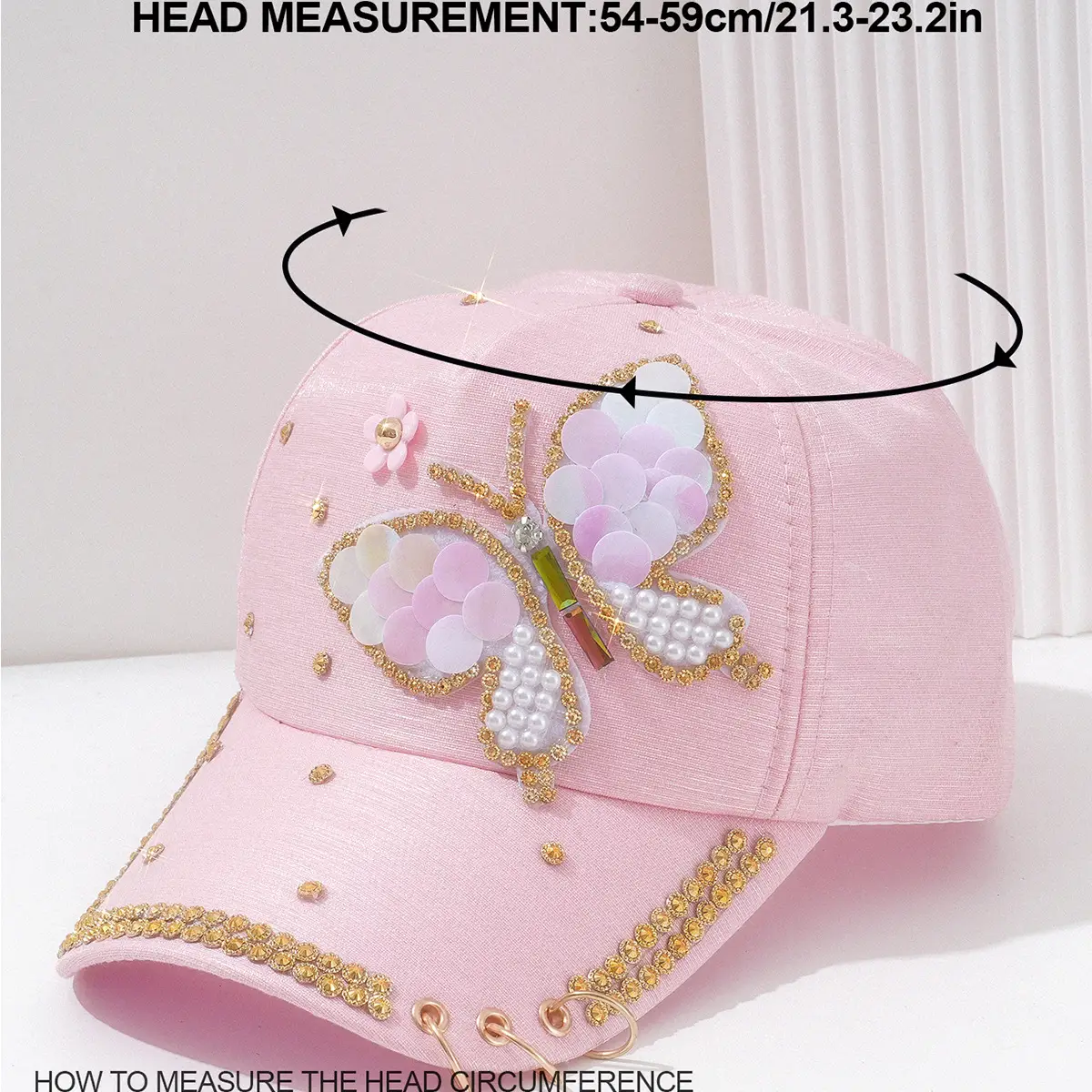 Men Women Butterfly Pearl Chain Baseball Cap - Image 7