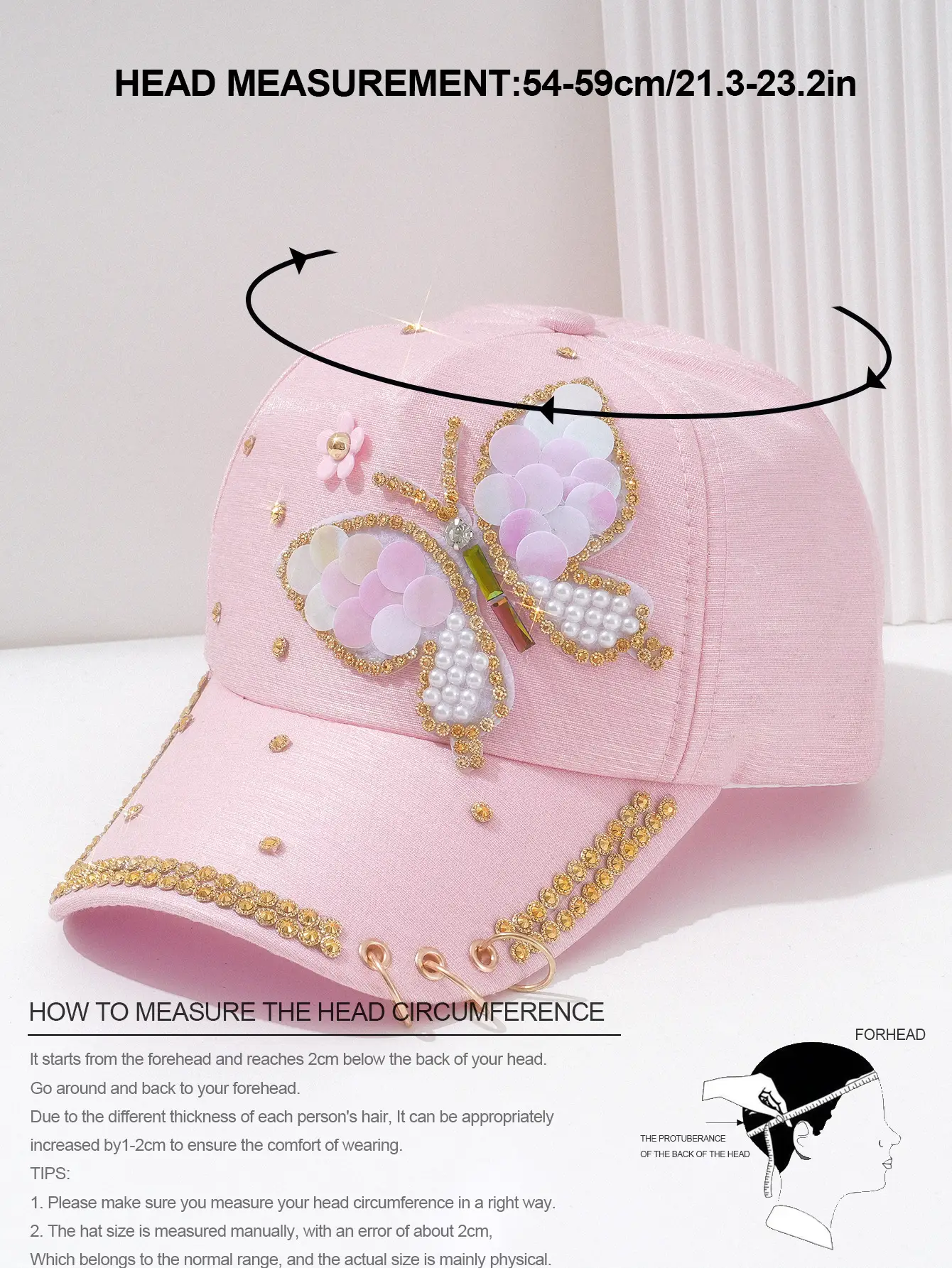 Men Women Butterfly Pearl Chain Baseball Cap — feature 3