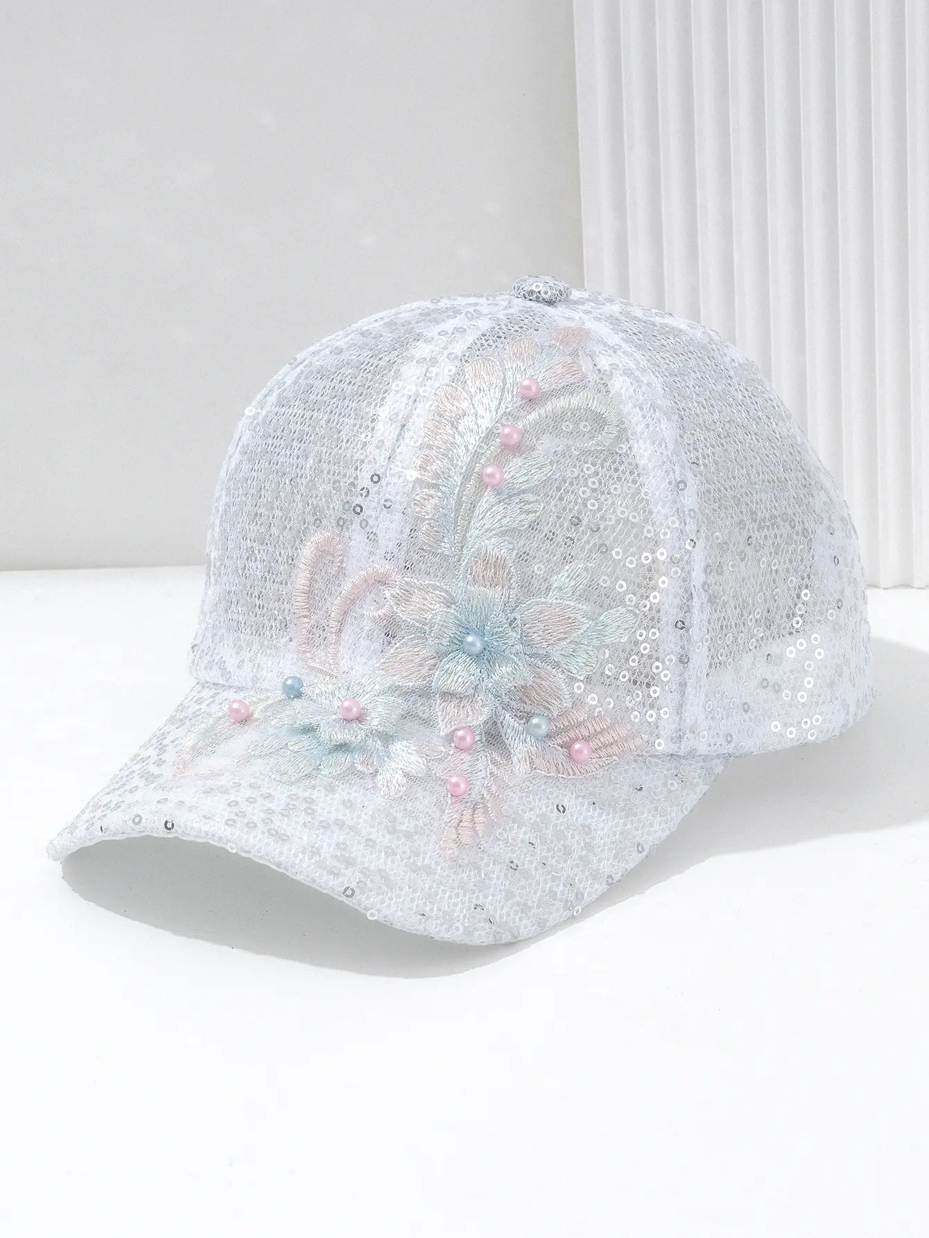 Embroidered Pearl Baseball Cap for Women with Lace Design — feature 5