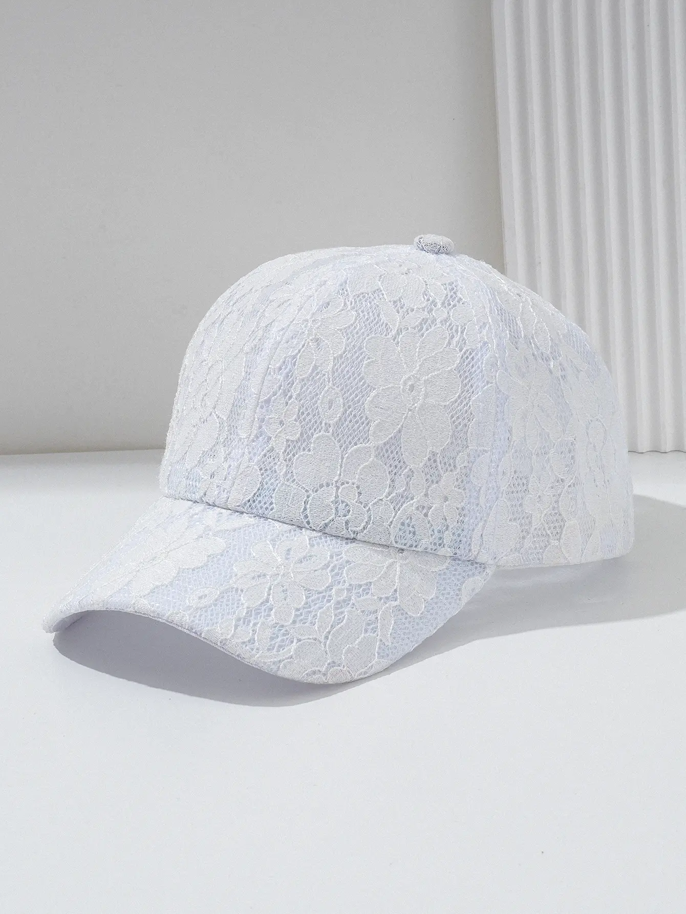 Women Black Lace Baseball Cap with Hollow Flower Design — feature 7