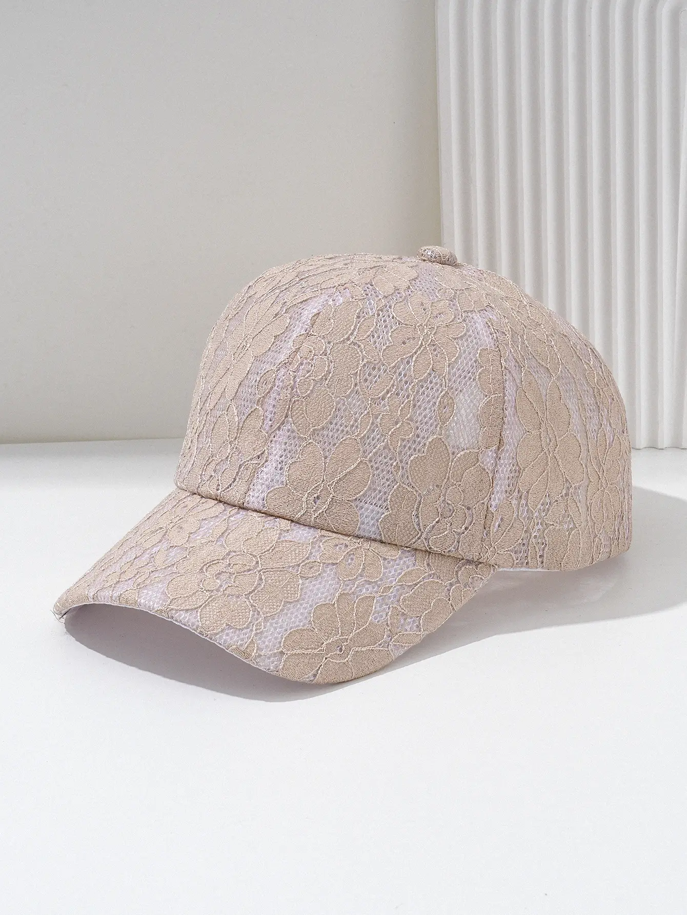 Women Black Lace Baseball Cap with Hollow Flower Design — feature 8