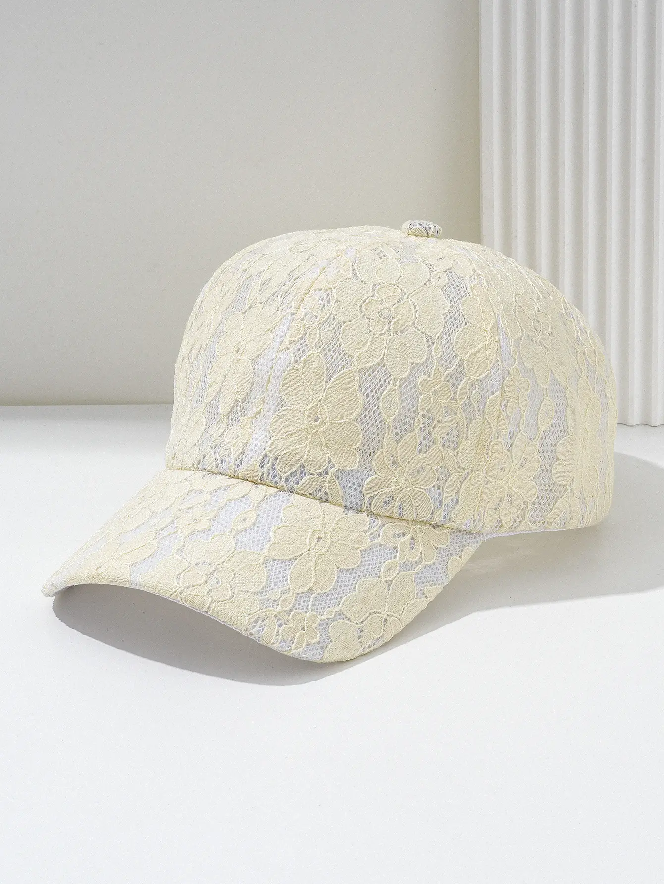 Women Black Lace Baseball Cap with Hollow Flower Design — feature 9