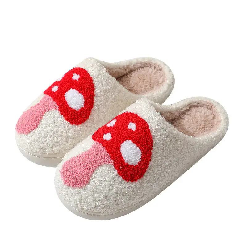 Halloween Cross-Border Hot-Selling Slippers for Women, Towel Embroidered Cotton Slippers, Winter Christmas Cotton Slippers, Home Plush Warm Slippers