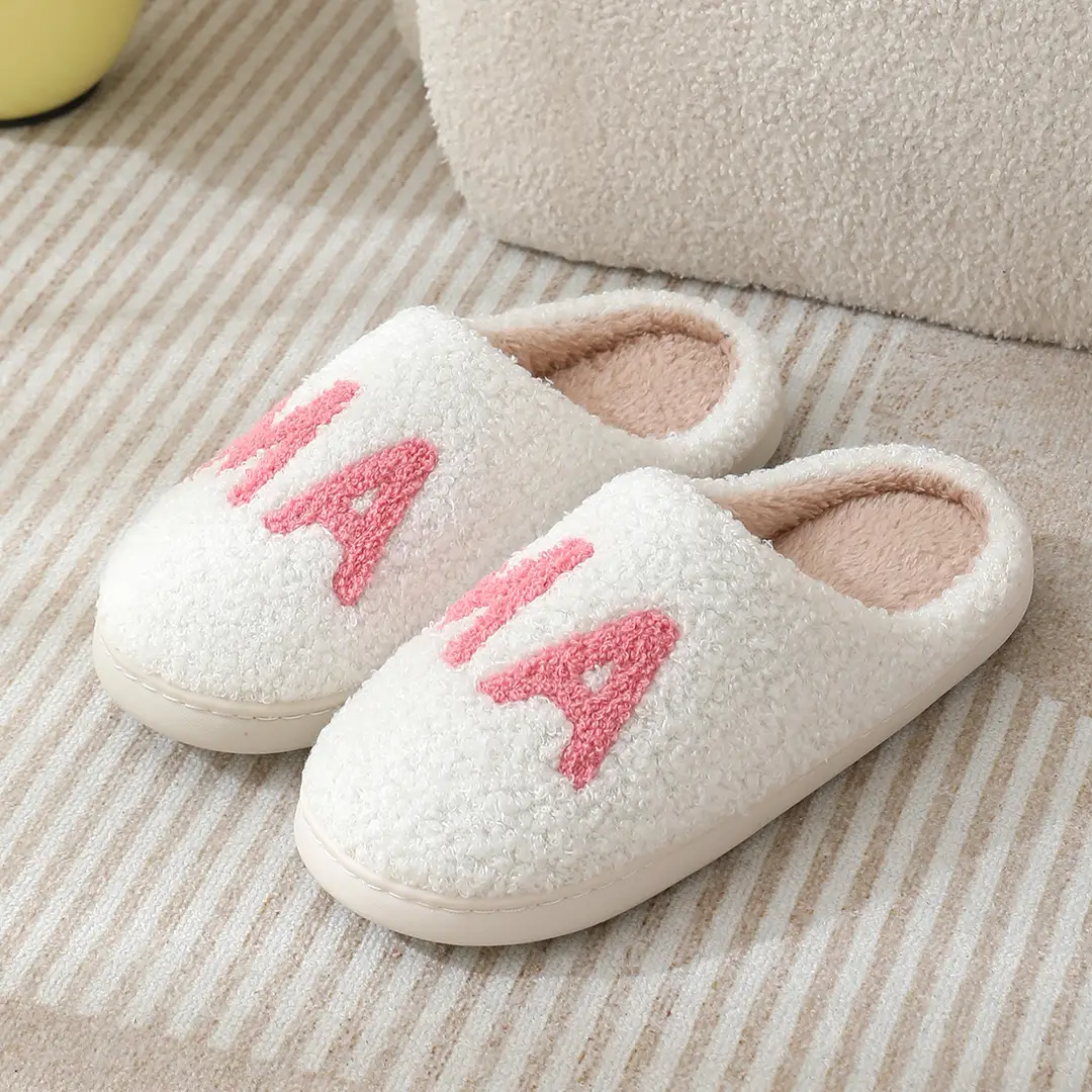Halloween Cross-Border Hot-Selling Slippers for Women, Towel Embroidered Cotton Slippers, Winter Christmas Cotton Slippers, Home Plush Warm Slippers