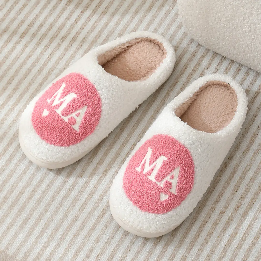 Halloween Cross-Border Hot-Selling Slippers for Women, Towel Embroidered Cotton Slippers, Winter Christmas Cotton Slippers, Home Plush Warm Slippers
