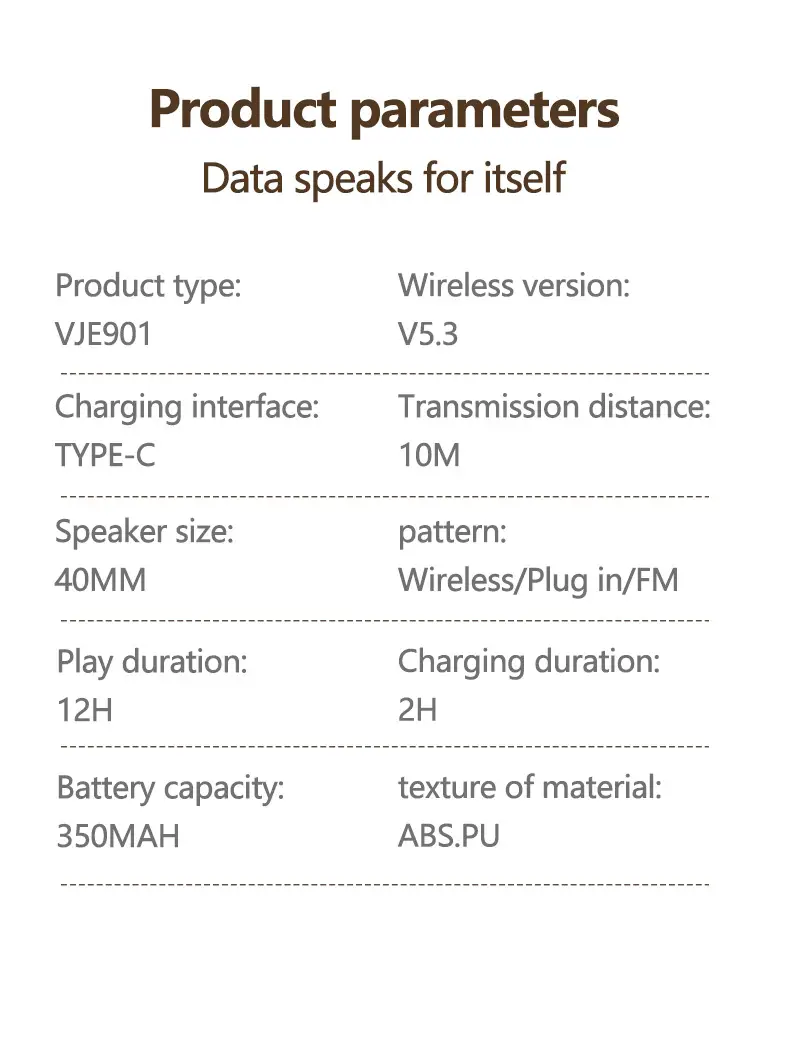 Cross-border VJE901 Bluetooth Headset with CE/FCO/ROHS Certificates β feature 19