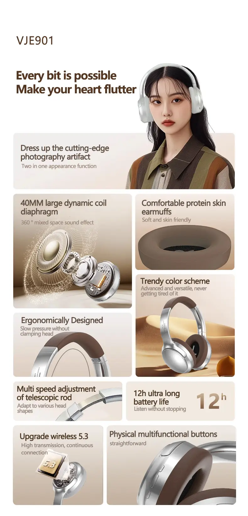 Cross-border VJE901 Bluetooth Headset with CE/FCO/ROHS Certificates β feature 4