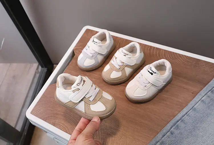 Baby Sneakers White Beige Velcro Toddler Board Shoes — feature 4