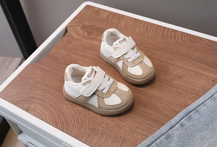 Baby Sneakers White Beige Velcro Toddler Board Shoes — feature 7