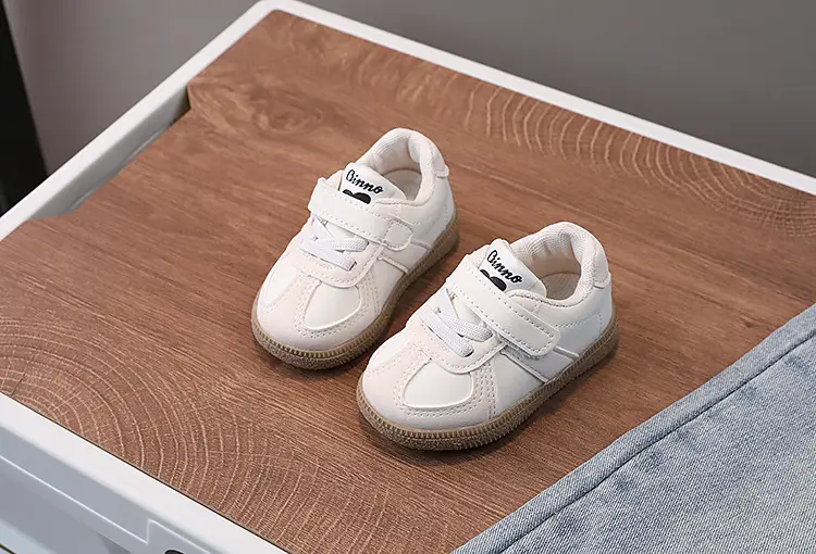 Baby Sneakers White Beige Velcro Toddler Board Shoes — feature 8