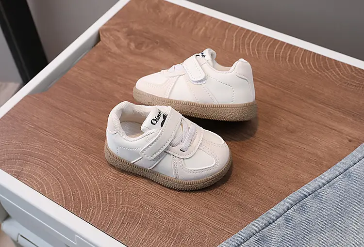 Baby Sneakers White Beige Velcro Toddler Board Shoes — feature 9