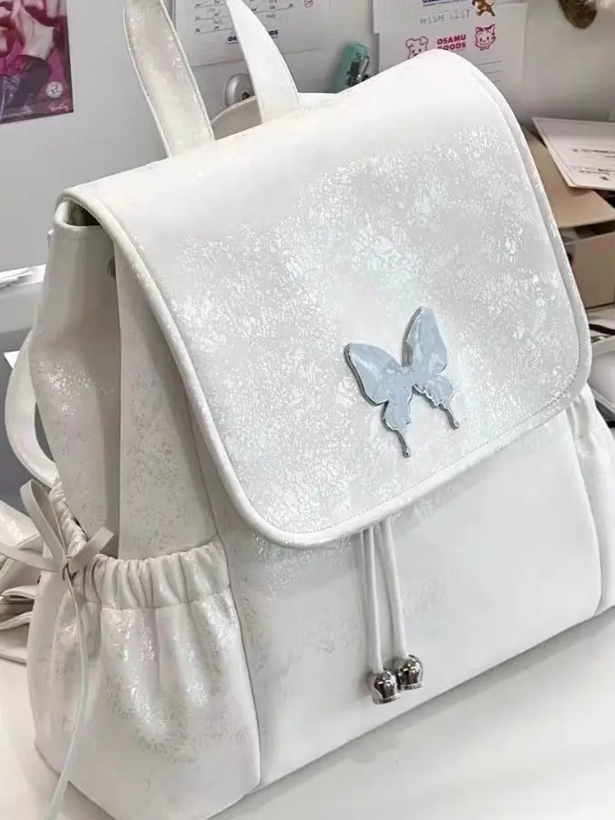 Silver Butterfly Backpack for Students & Travel