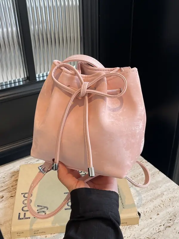 Korean Style White Bucket Bag for Women