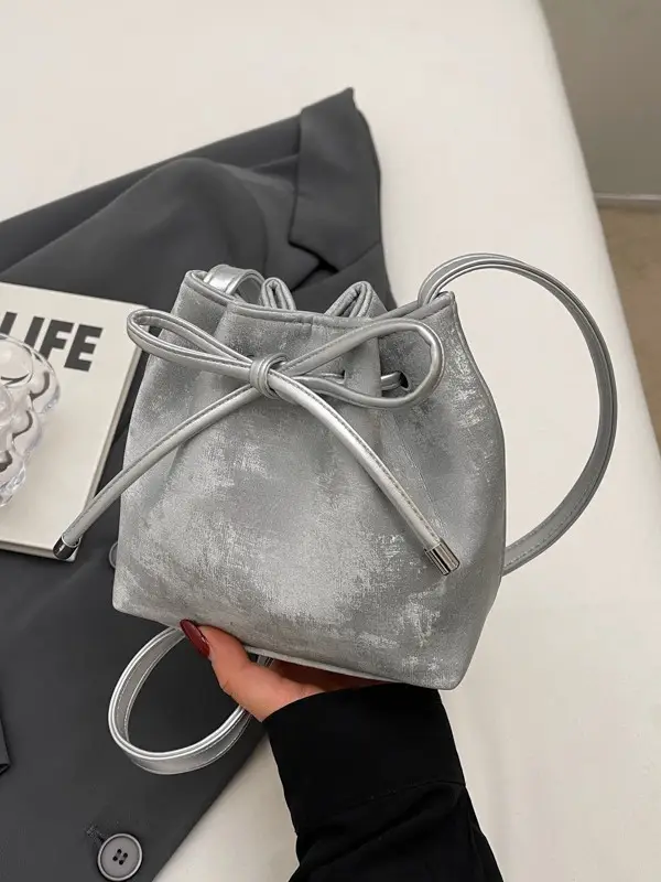 Korean Style White Bucket Bag for Women