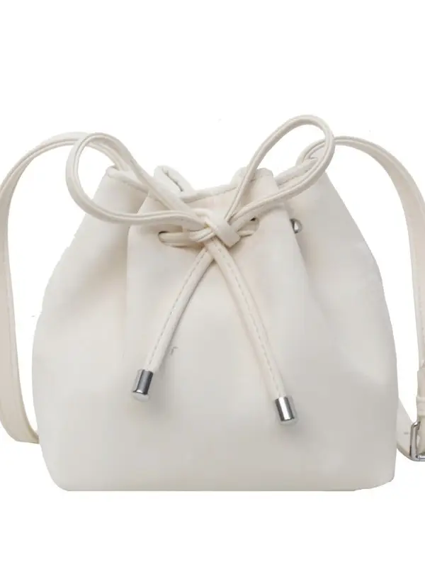 Korean Style White Bucket Bag for Women