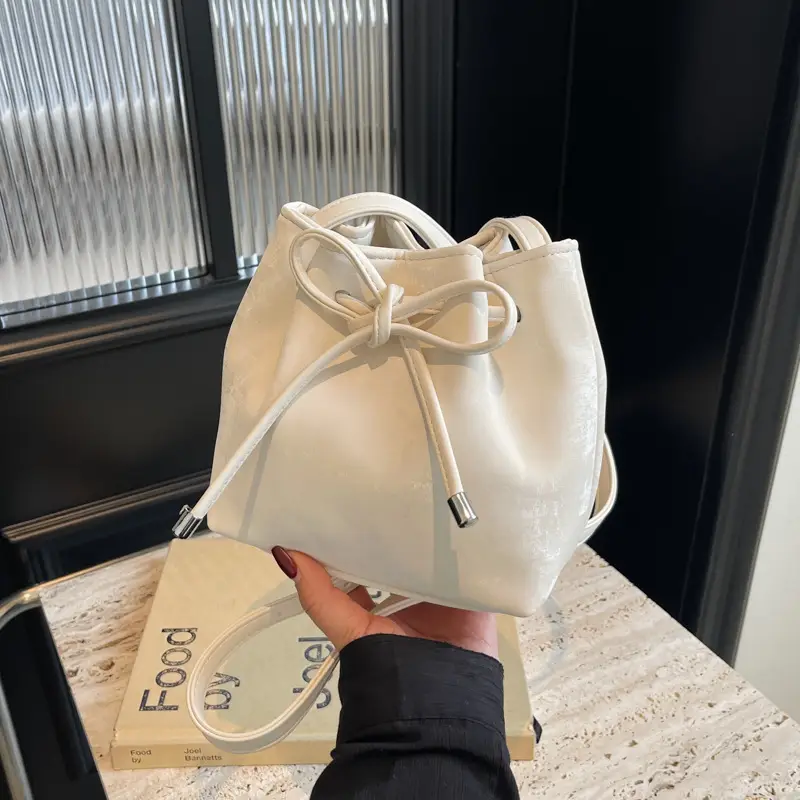 Korean Style White Bucket Bag for Women