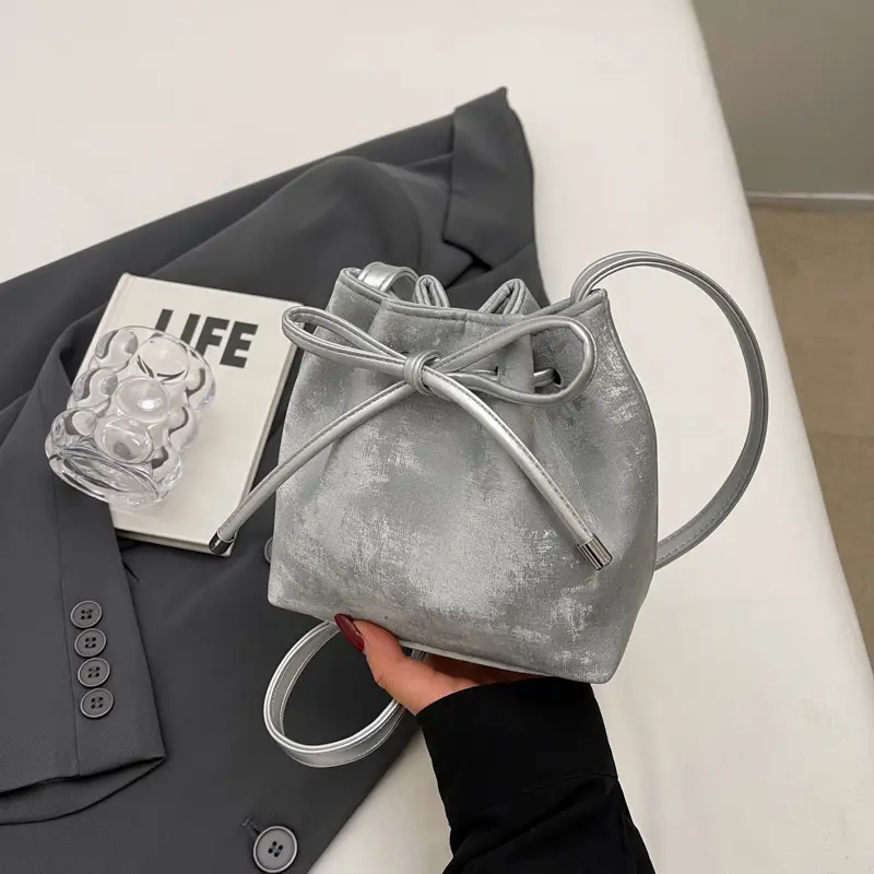 Korean Style White Bucket Bag for Women