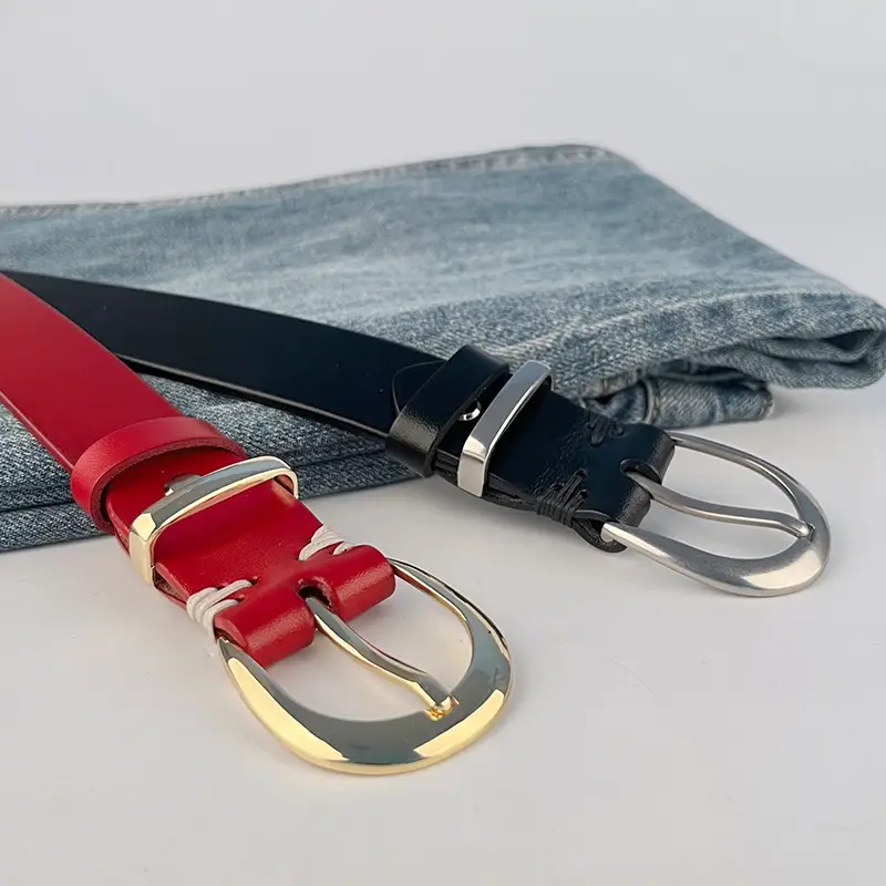 Women's Black Genuine Leather Belt with Silver Buckle - Image 10