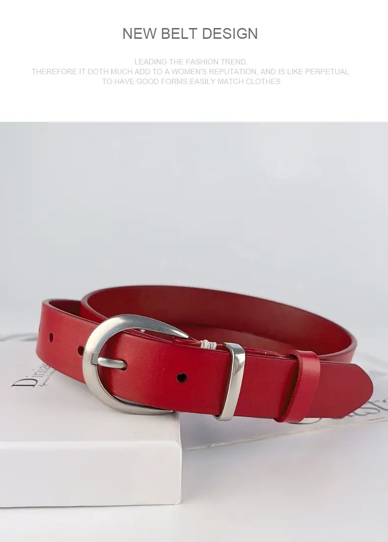 Women's Black Genuine Leather Belt with Silver Buckle β feature 14