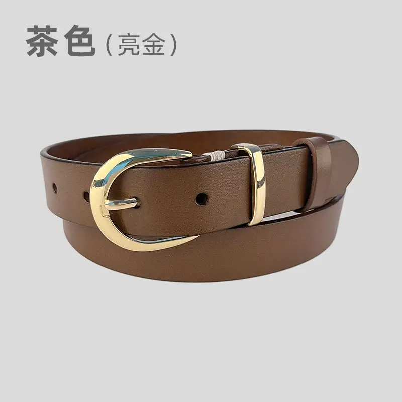 Women's Black Genuine Leather Belt with Silver Buckle - Image 2