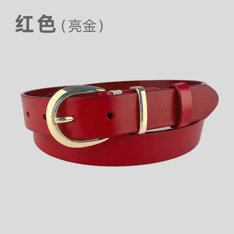 Women's Black Genuine Leather Belt with Silver Buckle - Image 3