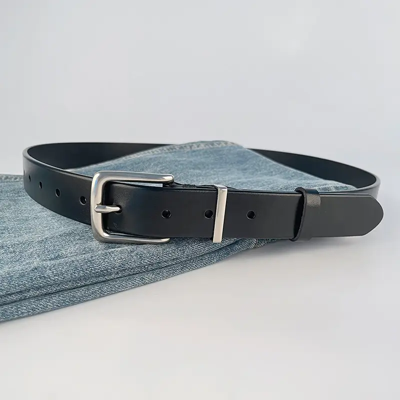 Women's Brown Leather Belt with Silver Buckle - Image 11
