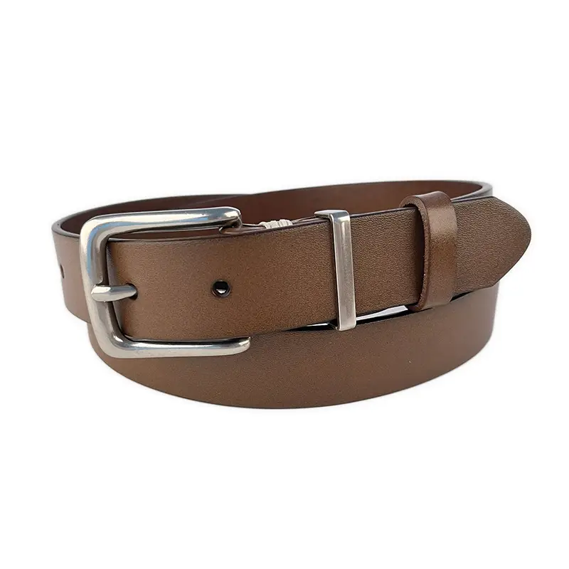 Women's Brown Leather Belt with Silver Buckle - Image 13