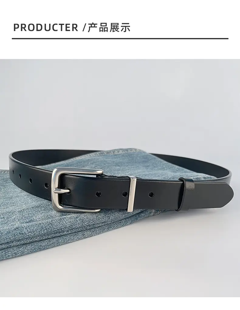 Women's Brown Leather Belt with Silver Buckle — feature 10