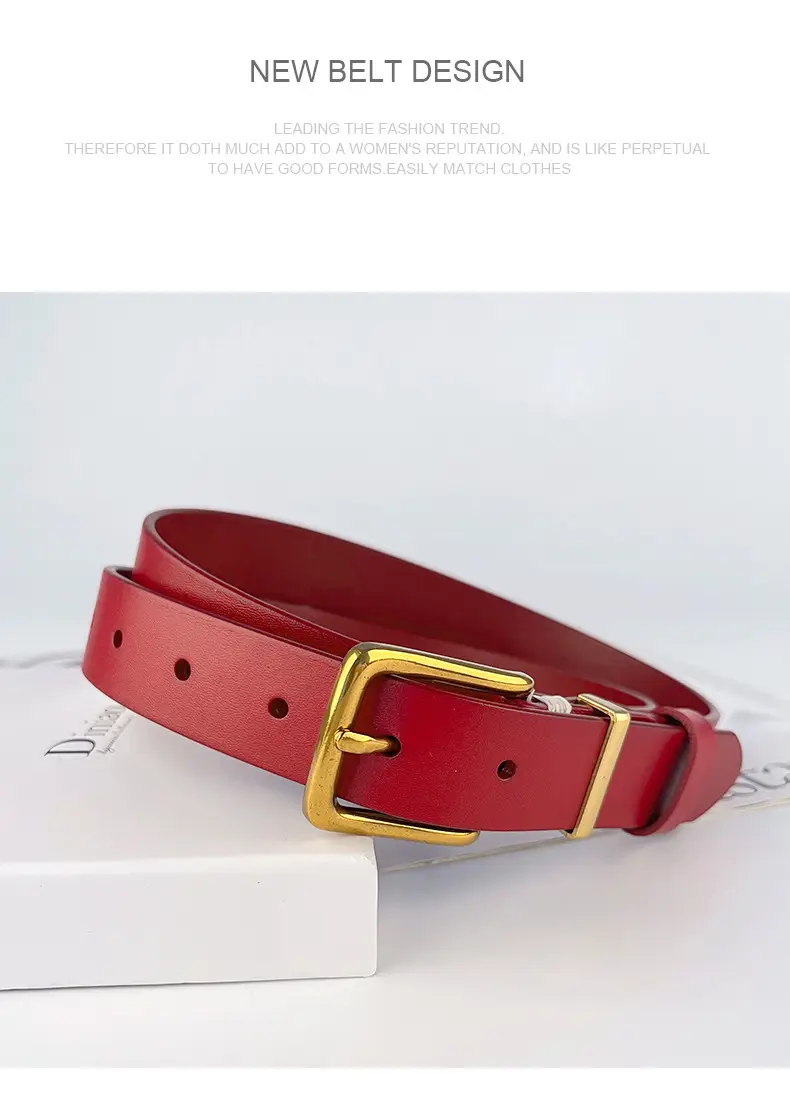 Women's Brown Leather Belt with Silver Buckle — feature 13