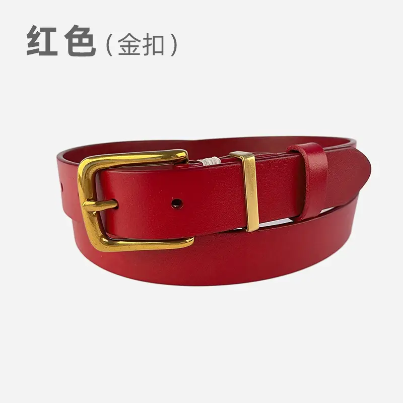 Women's Brown Leather Belt with Silver Buckle - Image 3