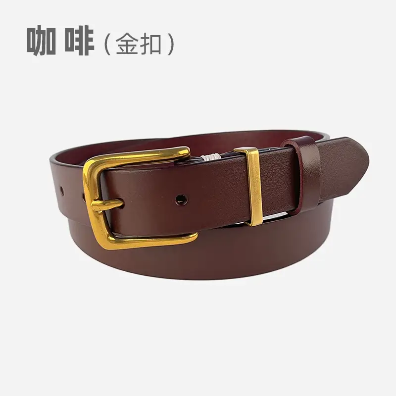 Women's Brown Leather Belt with Silver Buckle - Image 4