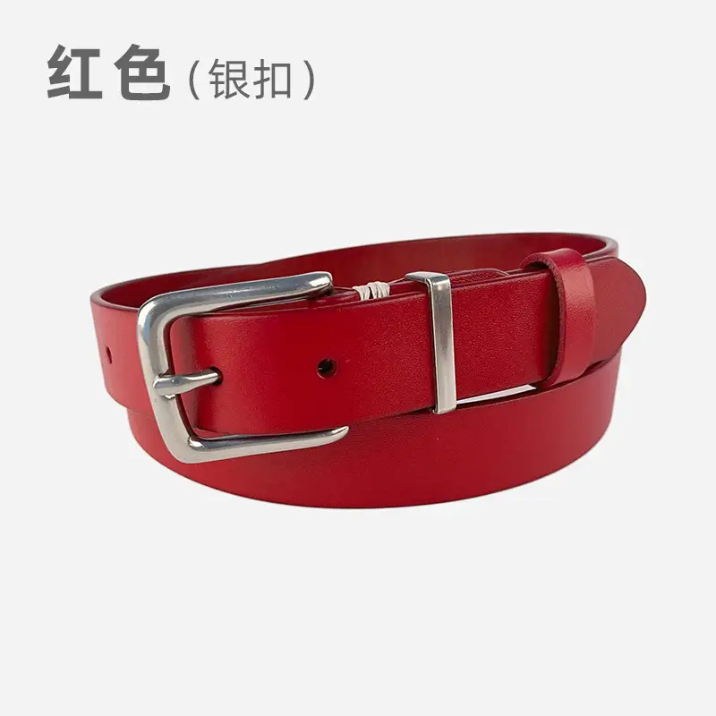 Women's Brown Leather Belt with Silver Buckle - Image 7