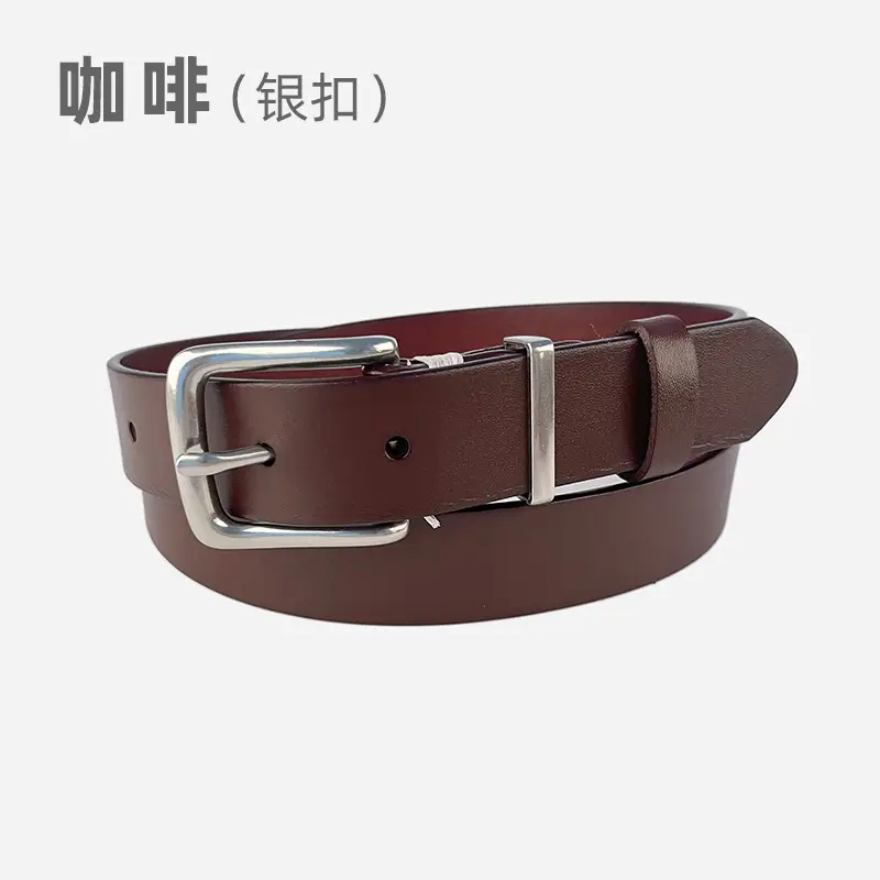 Women's Brown Leather Belt with Silver Buckle - Image 8