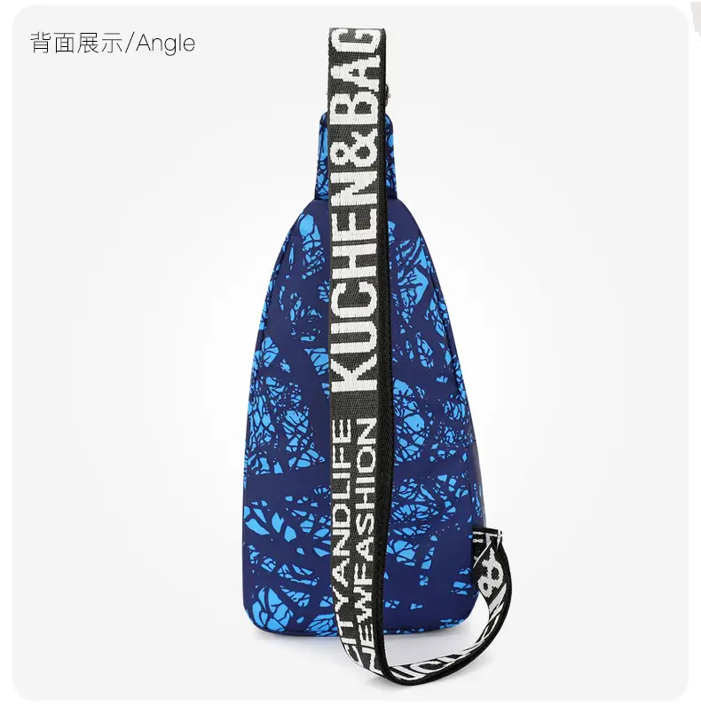 Men's Blue Printed Sports Chest Bag with Adjustable Strap — feature 29