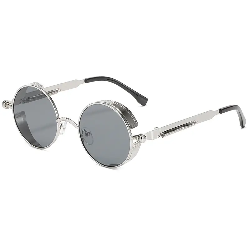 Steampunk Metal Sunglasses White Frame - Image 12