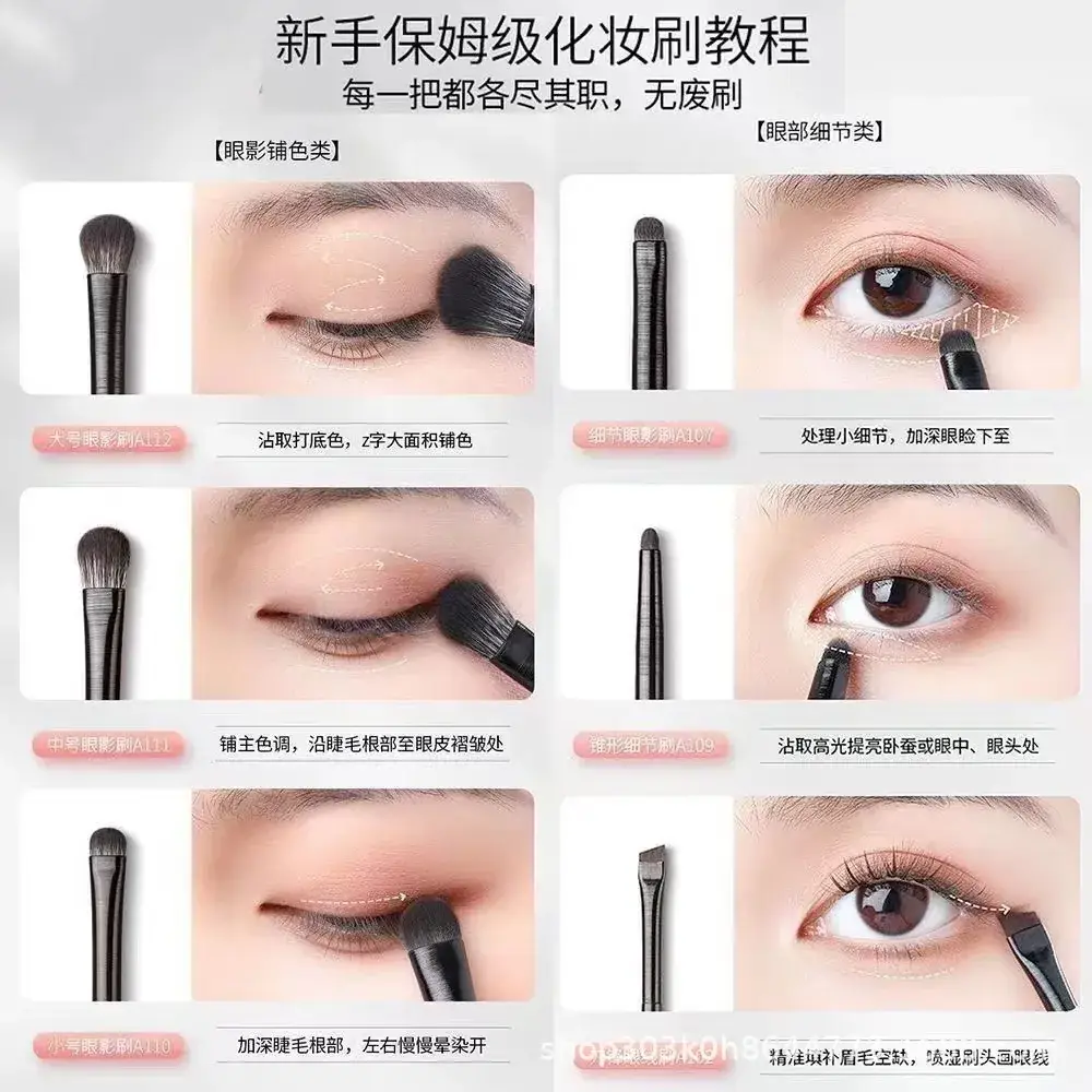 10-Piece Eyeshadow & Eyeliner Brushes Set for Makeup Blending - Image 4